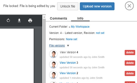 File versions and file lock