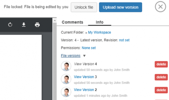Version control is one the Glasscubes, accounting collaboration portal, features