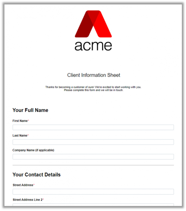 Client information sheet template