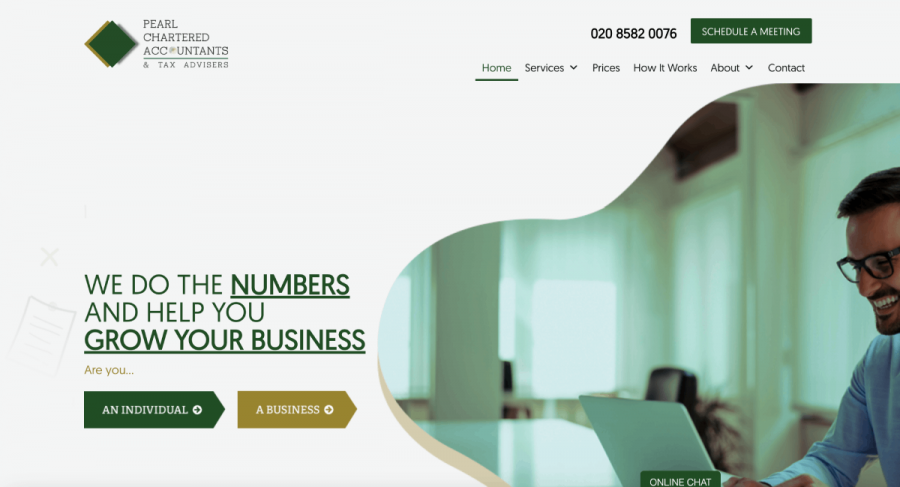 Pearl Chartered Accountants accounting website design